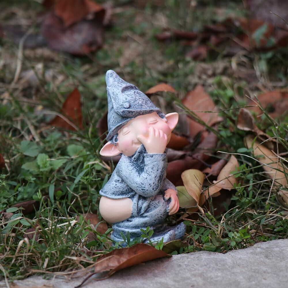 Naughty Gnome Miniature Statue Funny Resin Dwarf Home Garden