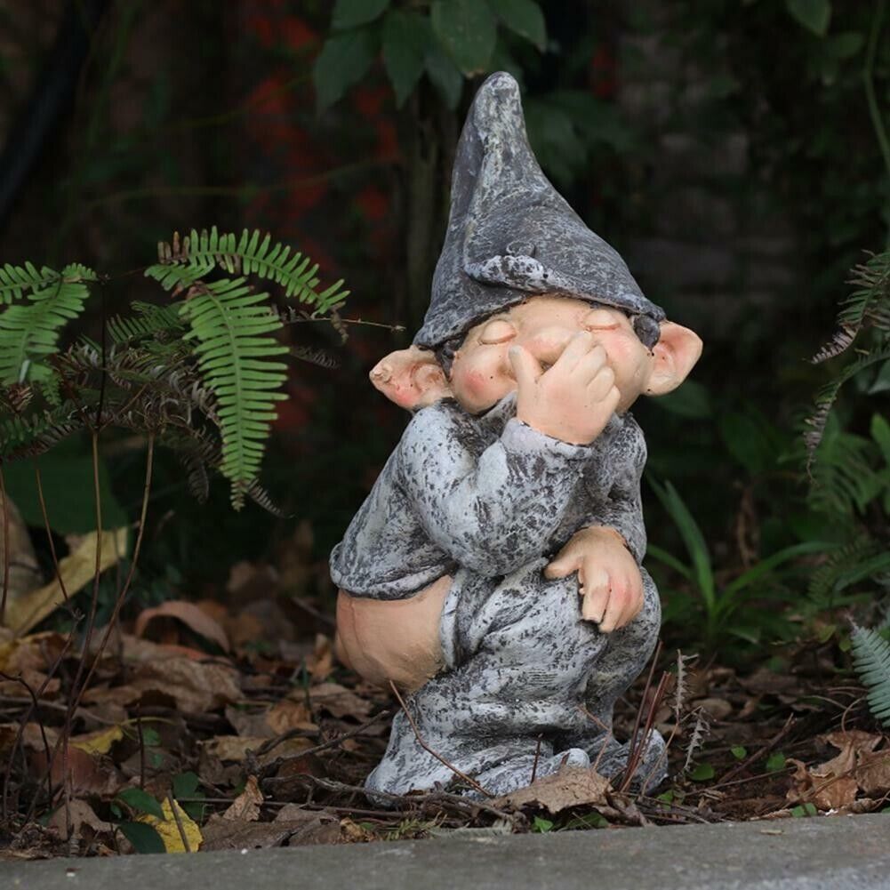 Naughty Gnome Miniature Statue Funny Resin Dwarf Home Garden