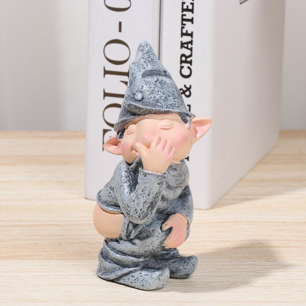 Naughty Gnome Miniature Statue Funny Resin Dwarf Home Garden
