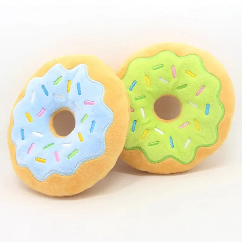 Dog Toys - Donut Plush Sound-making, Squeaky Sounding, Funny Interactive Bite-Resistant Chew Biting Teeth Grinding