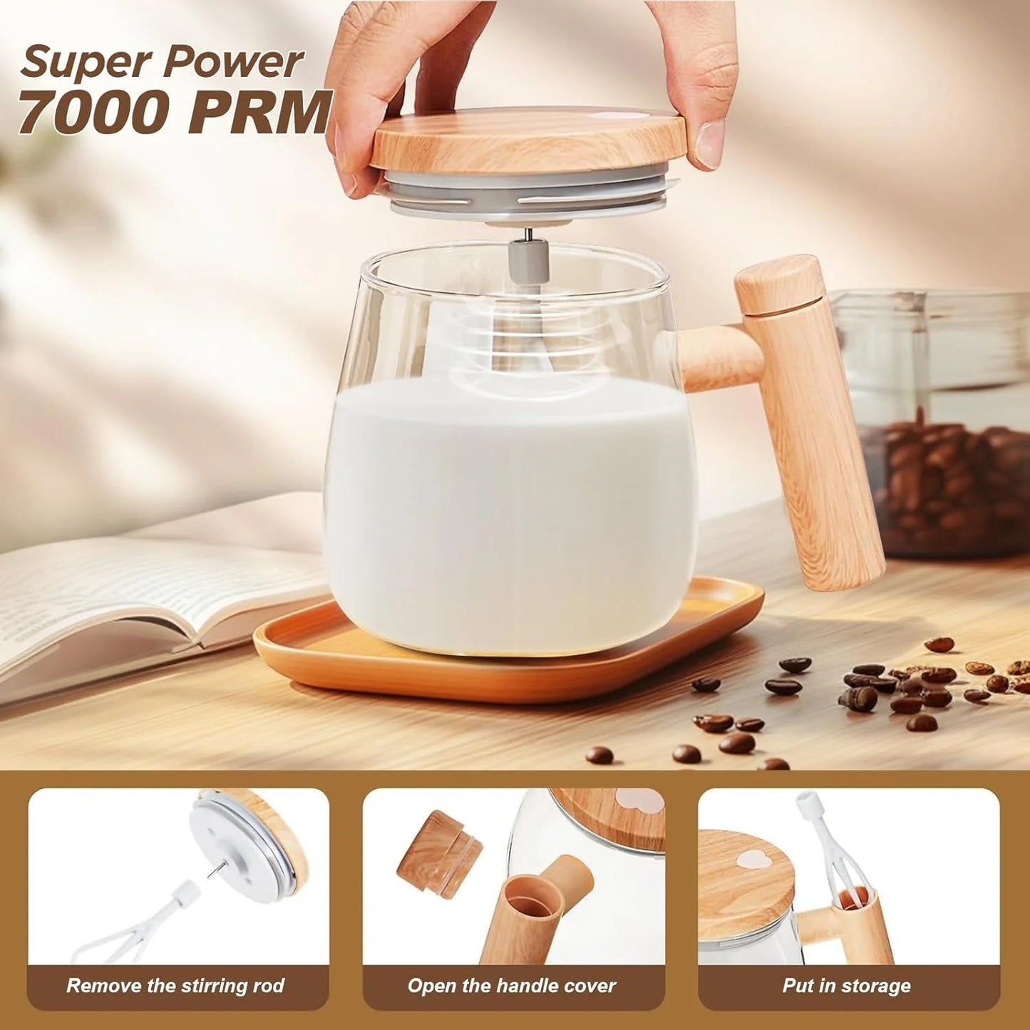 Self Stirring Mug, Electric Mixing Cup Lightweight Self Stirring Coffee Mug Electric High Speed Mixing Cup for Stir Mixed Drink Milk Protein for Office Home