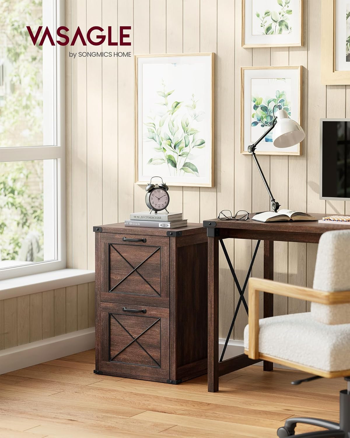 File Cabinet, Filing Cabinet with 2 File Drawers, Printer Stand, Fit