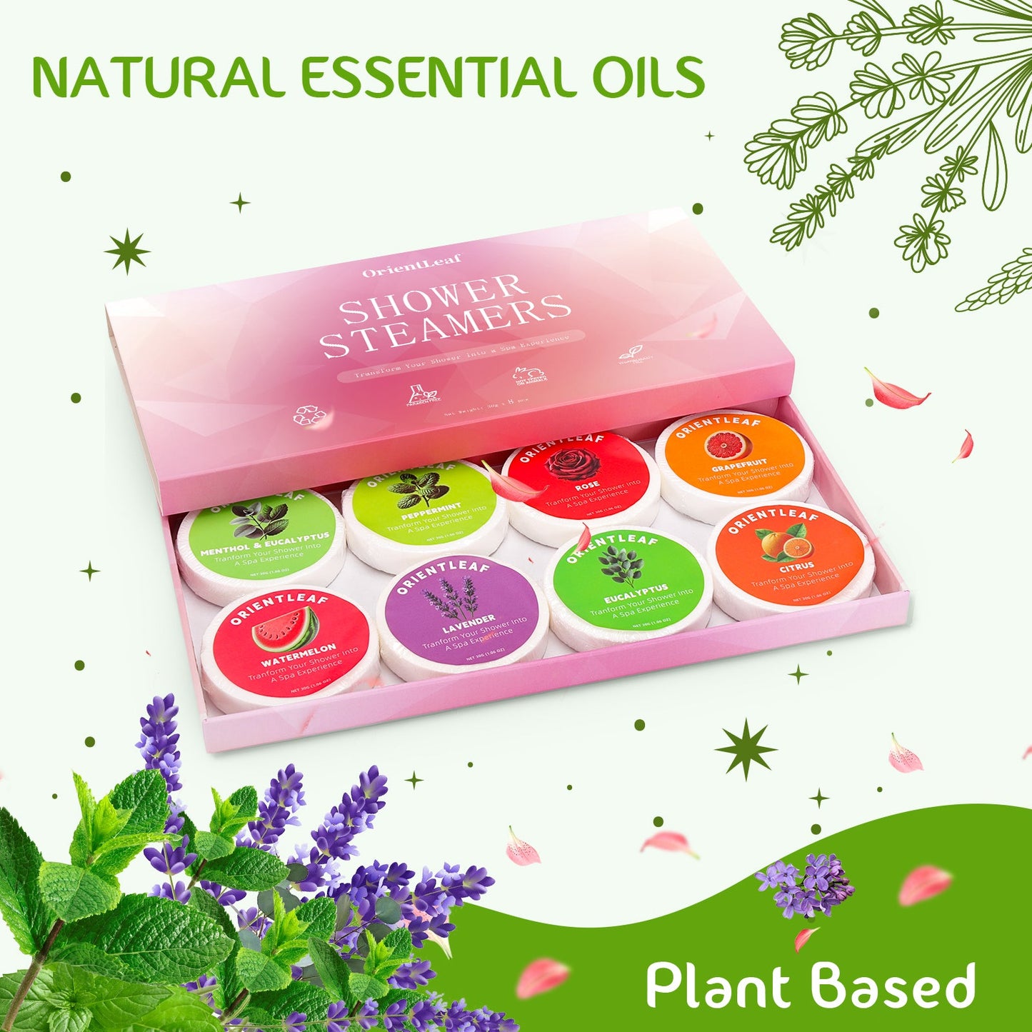 Shower Steamers Aromatherapy 8 Pcs Shower Bombs with Natural Essential