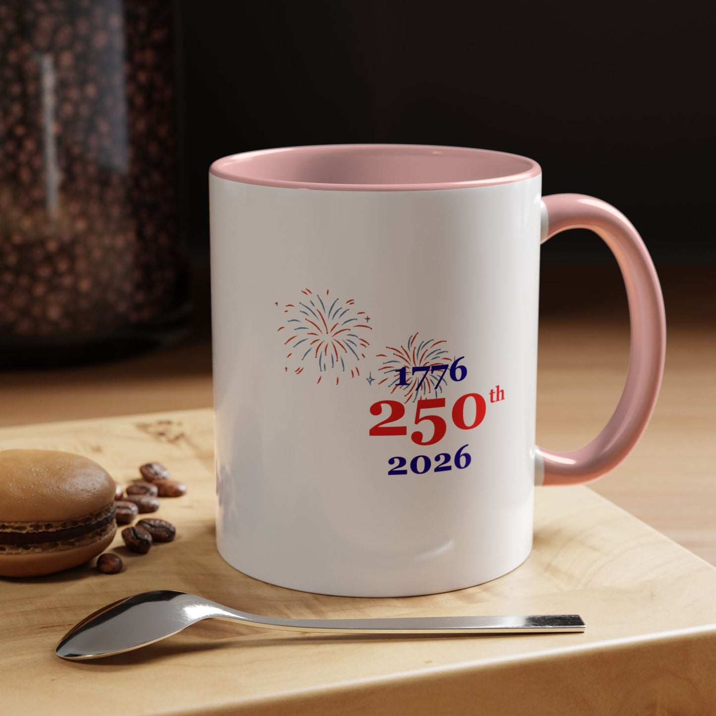 250th Anniversary Coffee Mug – 1776–2026 Patriotic Fireworks Accent Mug