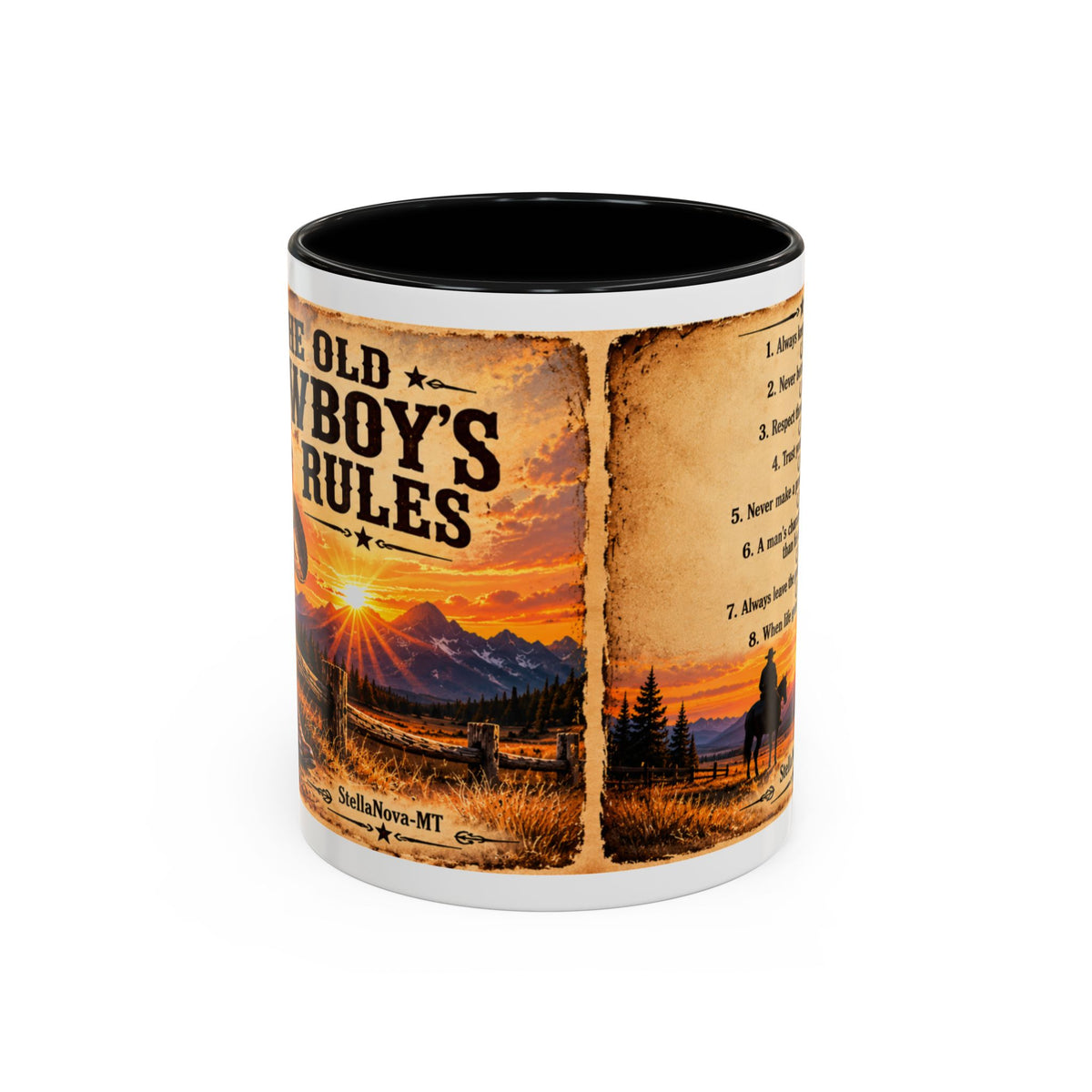 The Old Cowboy Rules Accent Coffee Mug (11, 15oz)