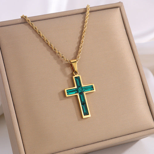 Fashion Jewelry European And American Ing Style Diamond Cross Necklace