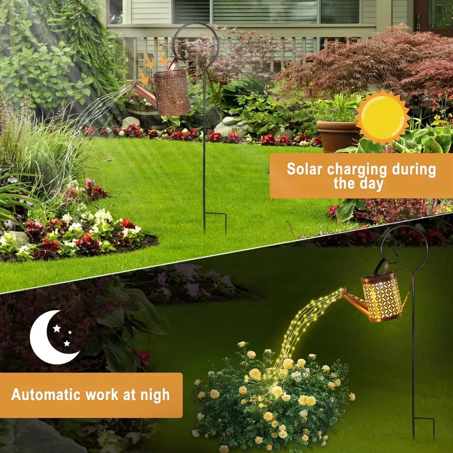 1Pc Solar Watering Can with Lights Outdoor Solar Garden Lights Decro Solar Lights Waterproof Hanging Lantern for Yard Patio