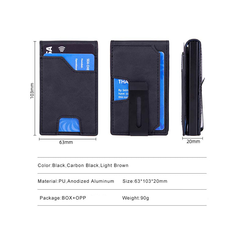 Men's Slim Wallet With Pop Up Card Holder, RFID Blocking, Minimalist