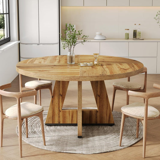 Round Dining Table for 4-6 People, 47 Inches Dining Room Table with