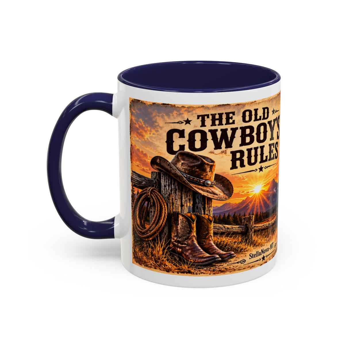 The Old Cowboy Rules Accent Coffee Mug (11, 15oz)