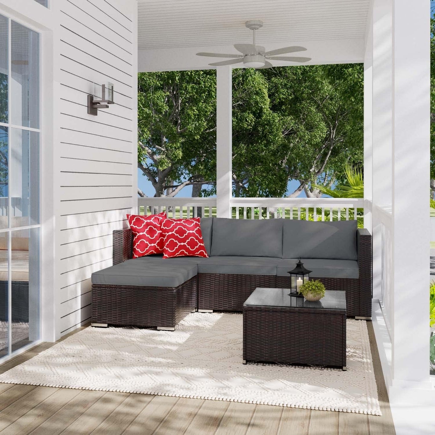Outdoor Patio Conversation Set - All Weather Gray Sectional.