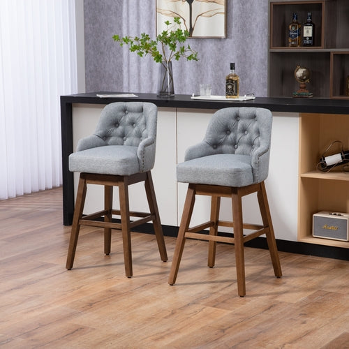 Bar Stools Set of 2 - Counter Height Chairs with Footrest for Kitchen