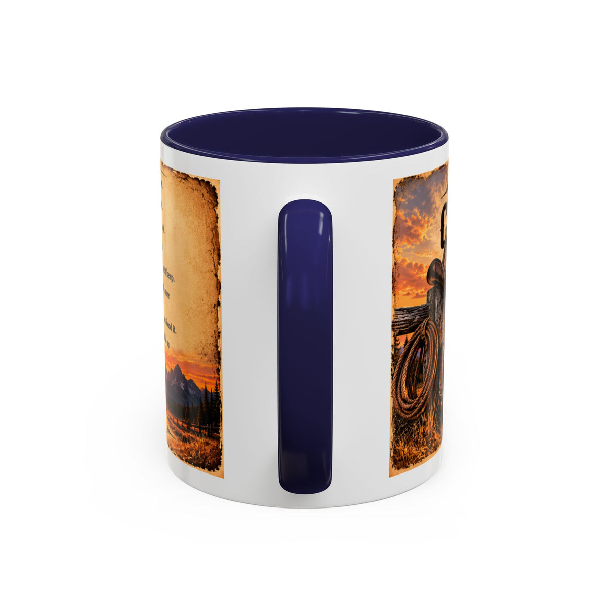 The Old Cowboy Rules Accent Coffee Mug (11, 15oz)