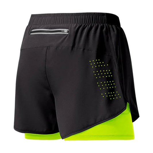 Men's Running Shorts Quick-Drying Fitness Black Double Layer Shorts Men New Sport Workout Training Bodybuilding Short Pants