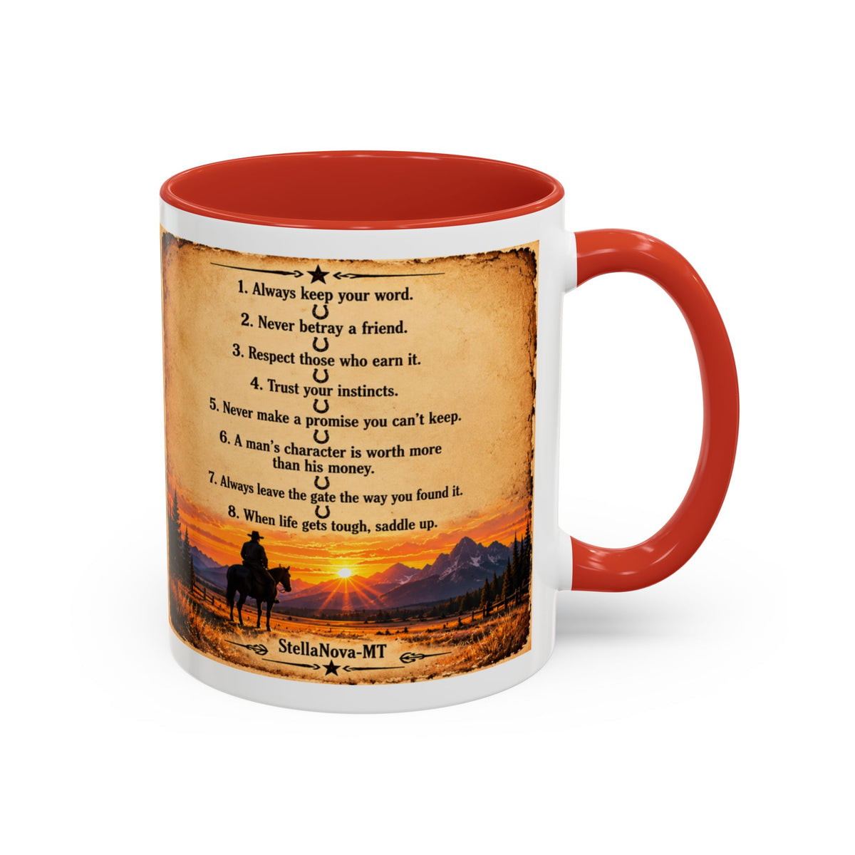 The Old Cowboy Rules Accent Coffee Mug (11, 15oz)