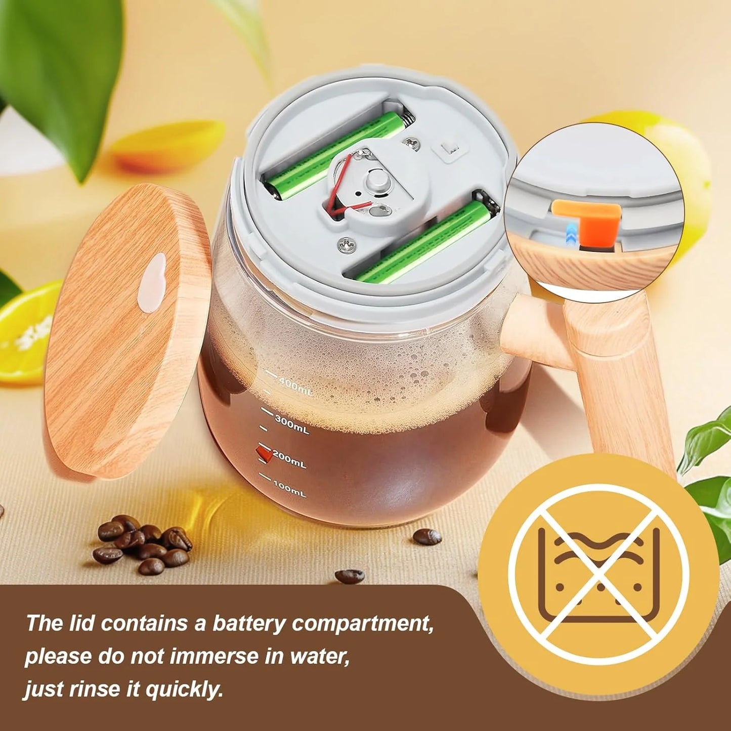 Self Stirring Mug, Electric Mixing Cup Lightweight Self Stirring Coffee Mug Electric High Speed Mixing Cup for Stir Mixed Drink Milk Protein for Office Home