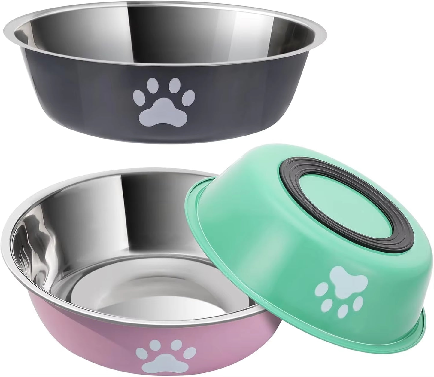 Dog Bowls Stainless Steel Dogs Feeding Bowls with Non-Slip Silicone Sole Dog Food Water Bowl Pet Bowl Dog Dishes for Dog Cat Pet