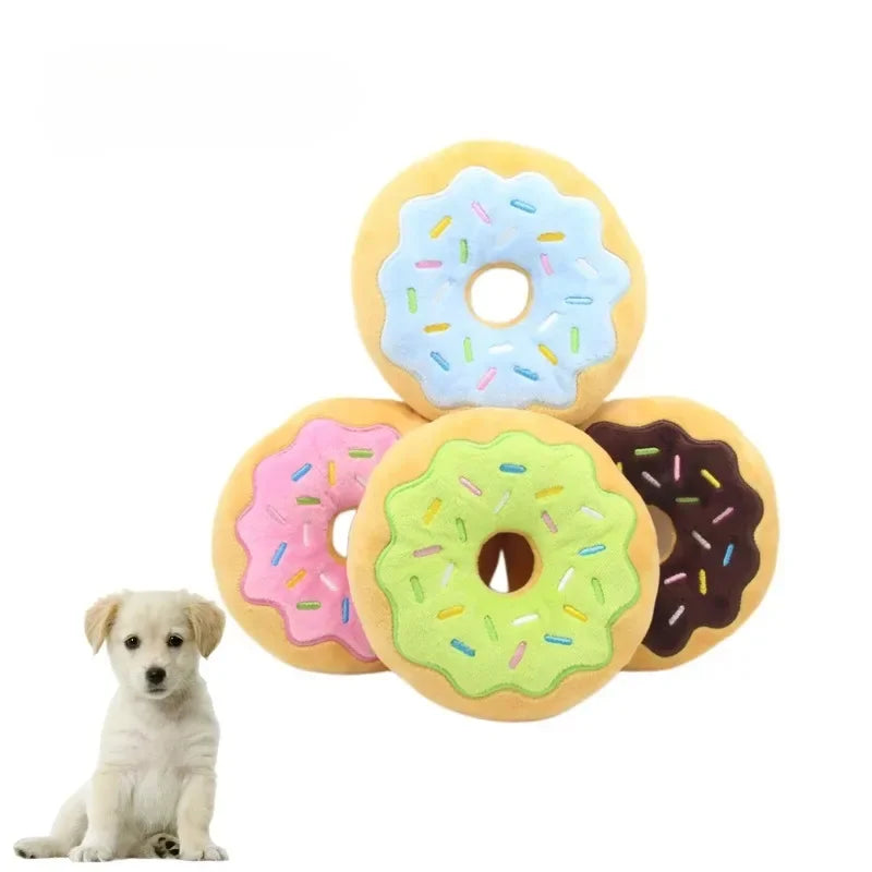 Dog Toys - Donut Plush Sound-making, Squeaky Sounding, Funny Interactive Bite-Resistant Chew Biting Teeth Grinding