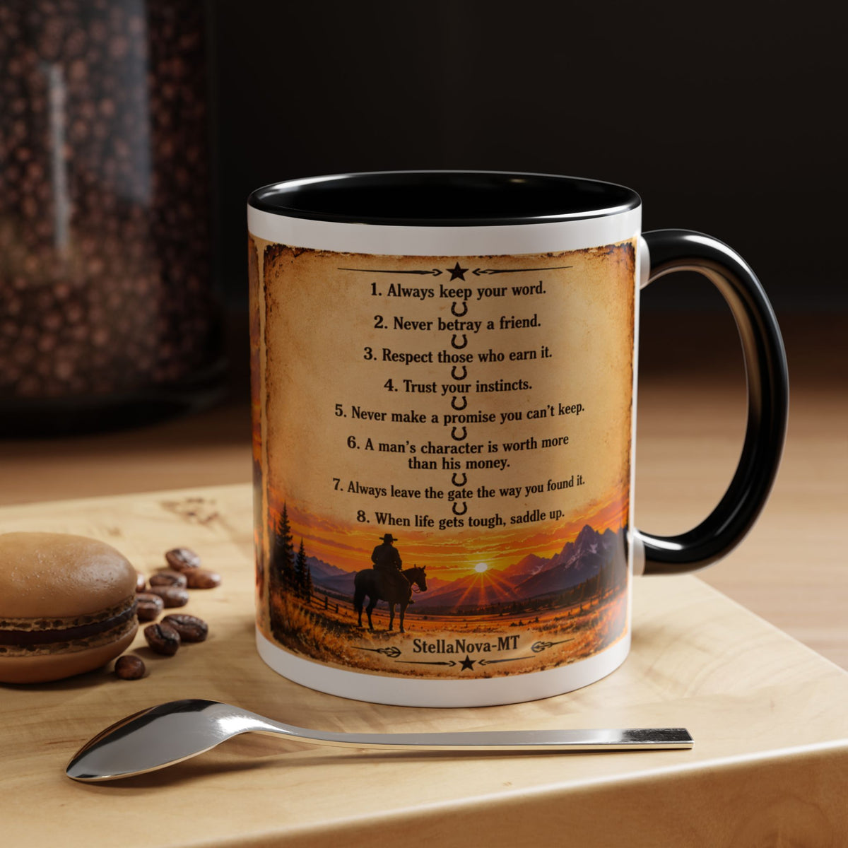 The Old Cowboy Rules Accent Coffee Mug (11, 15oz)