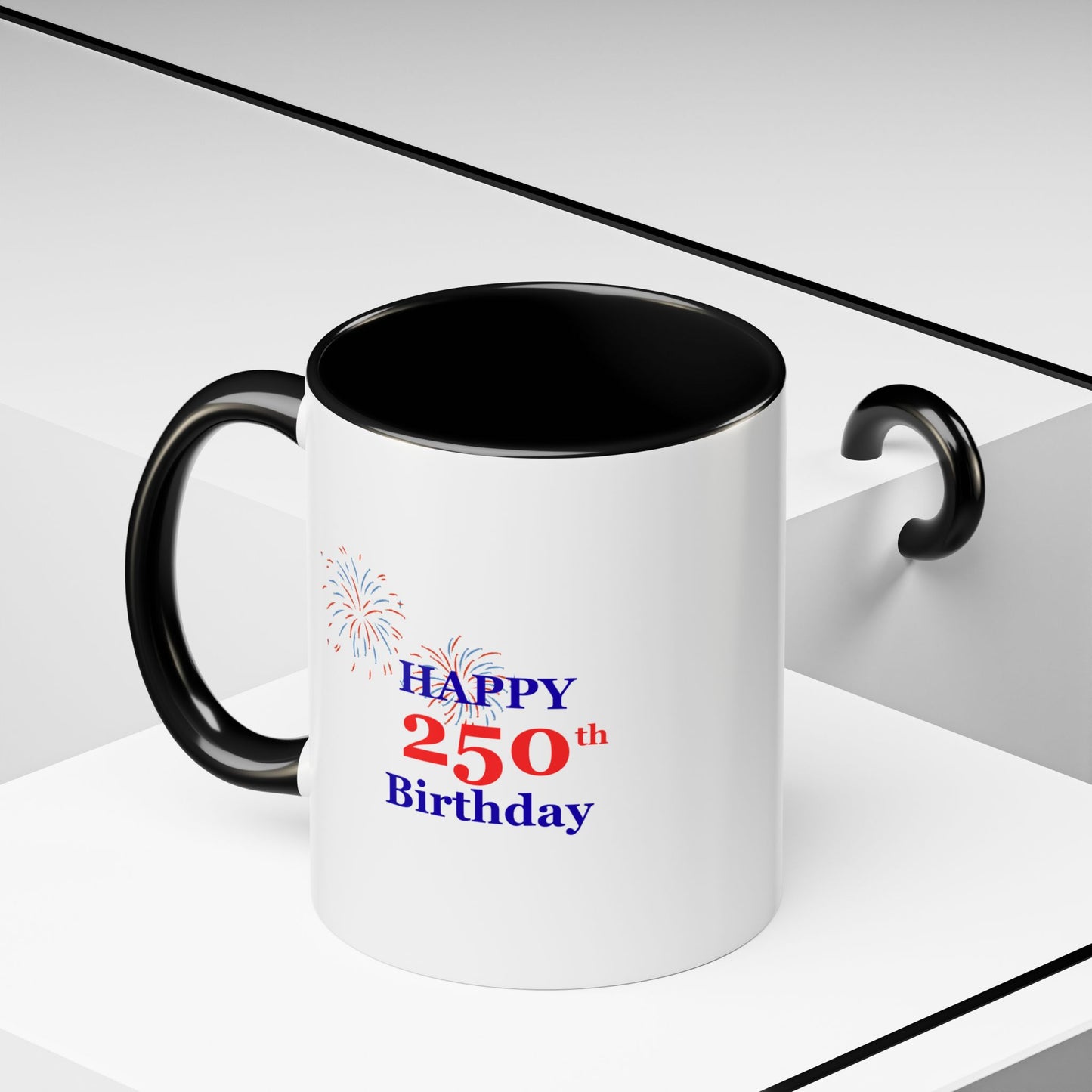 250th Anniversary Coffee Mug – 1776–2026 Patriotic Fireworks Accent Mug