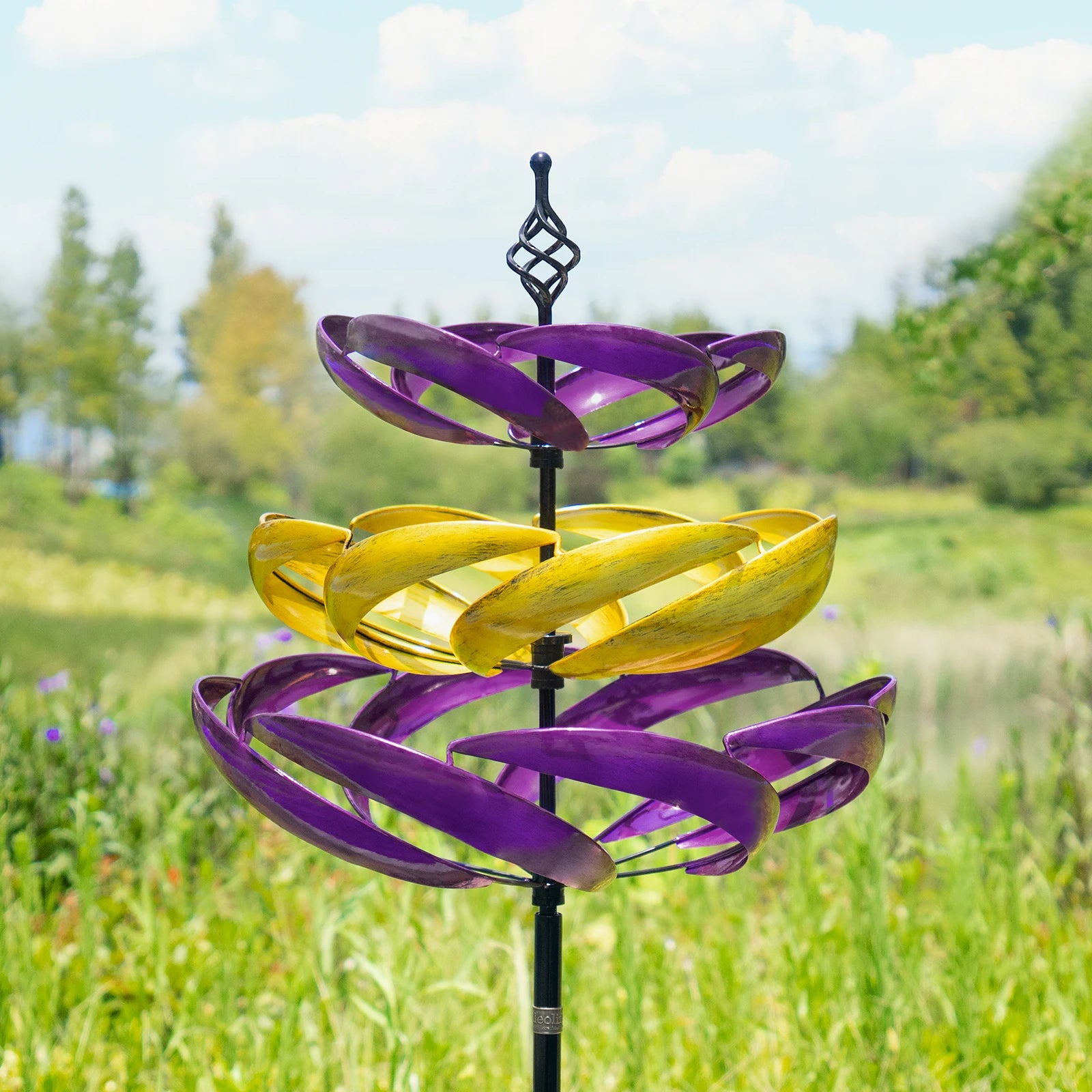 Wind Spinners Outdoor, 77" Large Metal Kinetic Wind Sculptures for Garden, 360 Degrees Swivel Yard Art with 2Pcs Welcome Flag