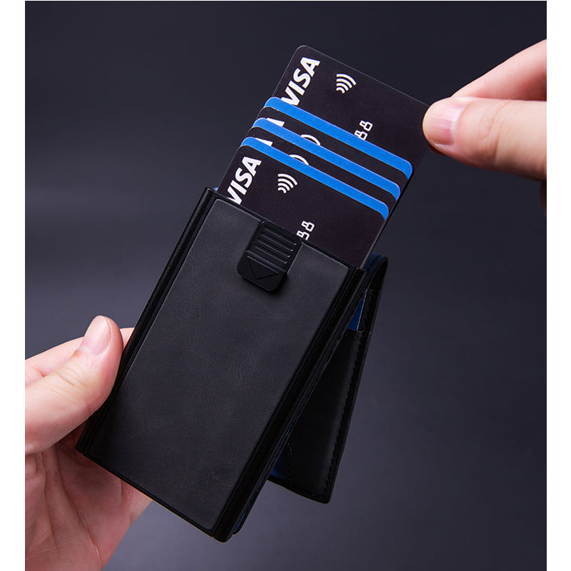Men's Slim Wallet With Pop Up Card Holder, RFID Blocking, Minimalist