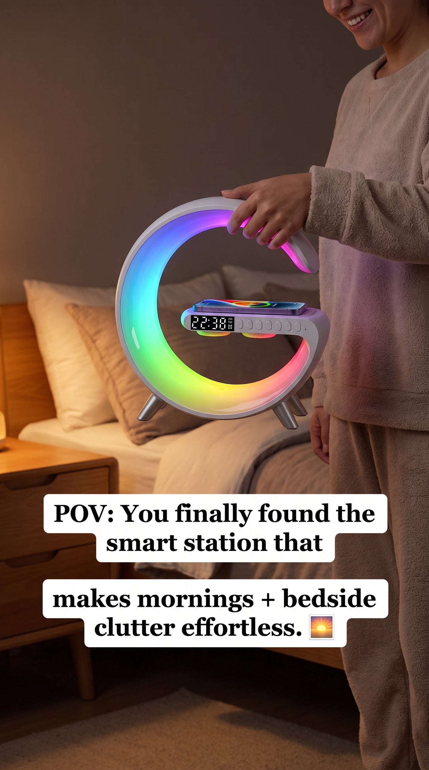 Multifunctional Wireless Charger Alarm Clock Speaker APP Control
