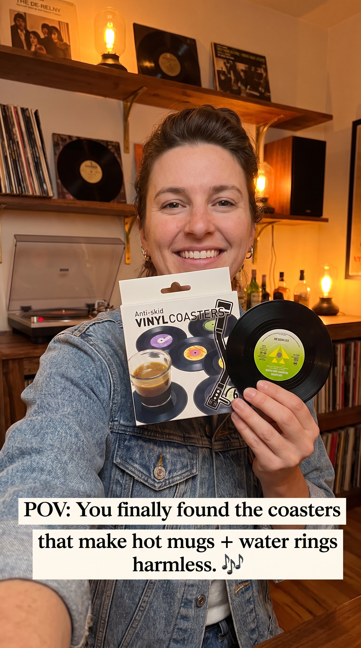 Retro Vinyl Record Drink or Bar Top Coasters - 6pcs