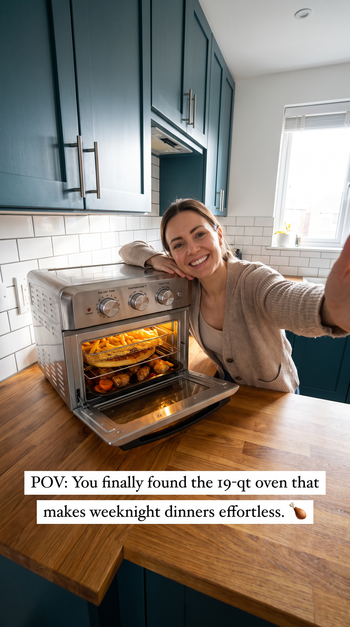 Stainless Steel 1500W Air Fryer Toaster Oven with 4 Blades