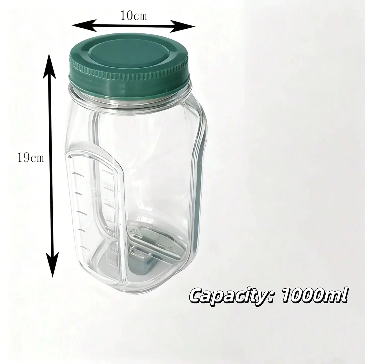 3.9×7.5 Inches Salad Jar Salad Pod Mason Jar Side Open, Made from PP with Leak Proof Dressing Room Microwave Dishwasher Refrigerator Suitable for Cooking and Travel