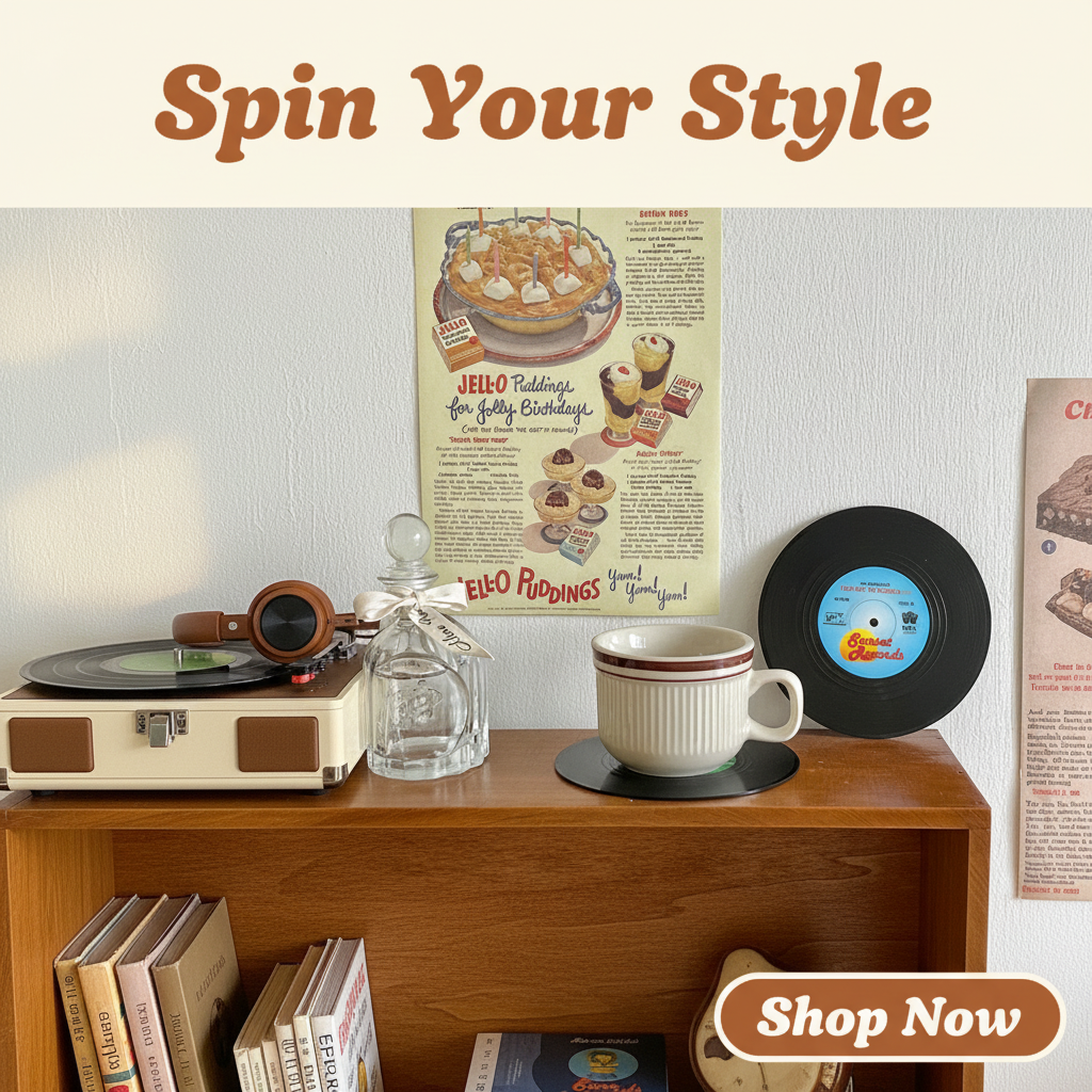 Retro Vinyl Record Drink or Bar Top Coasters - 6pcs