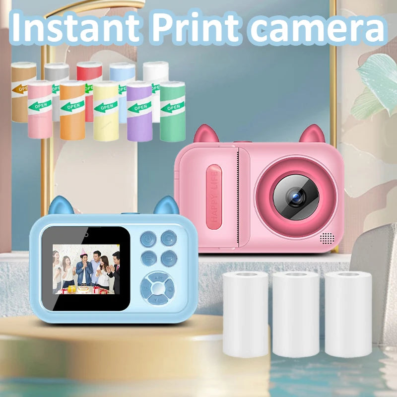 High-Definition Dual-Camera Instant Print Camera with a 2.4-Inch Large