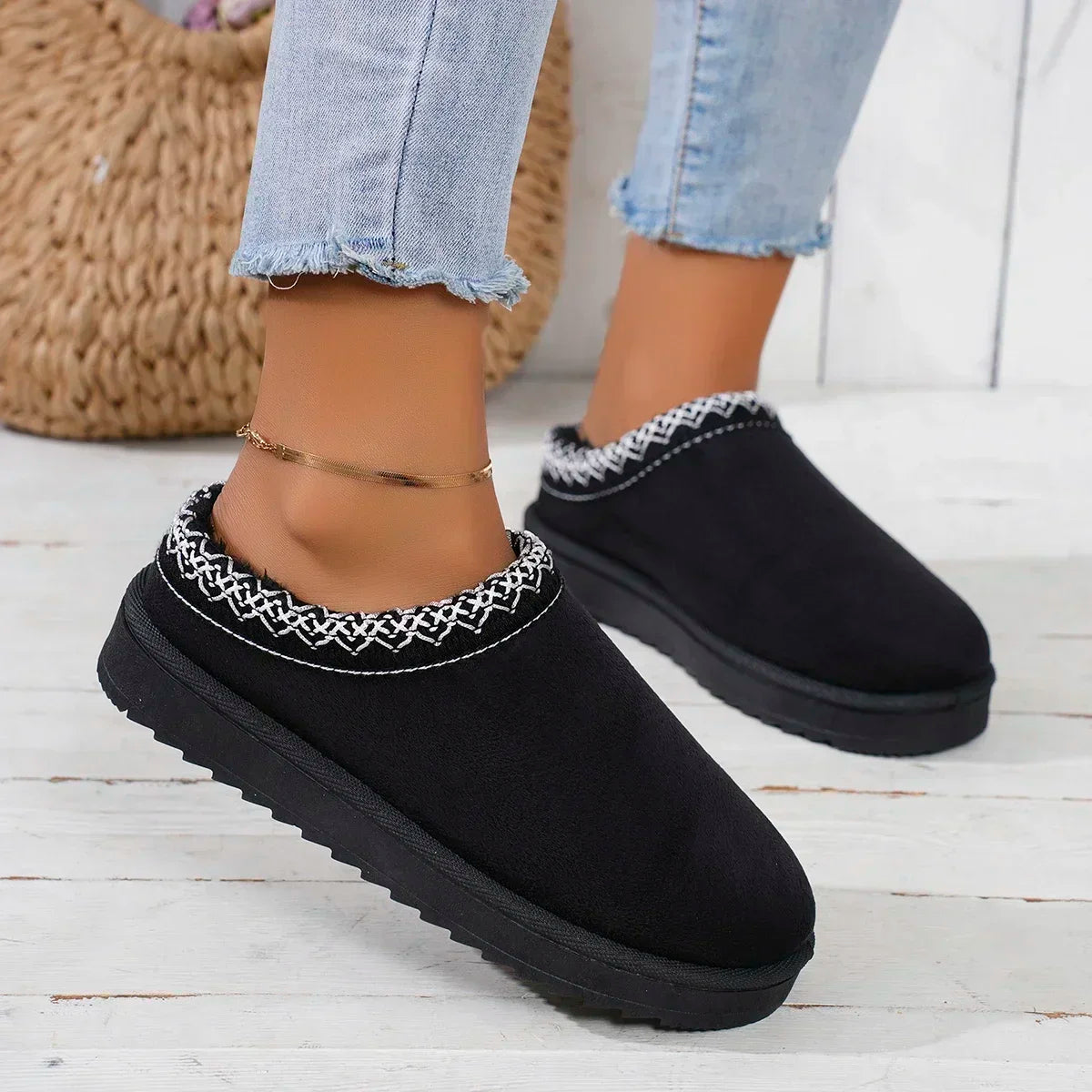Snow Boots Women Winter New Cashmere Warm Thick Soles Without