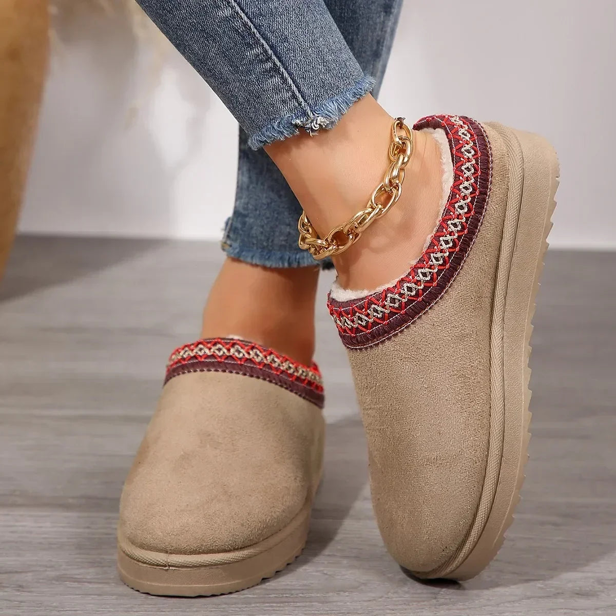Snow Boots Women Winter New Cashmere Warm Thick Soles Without