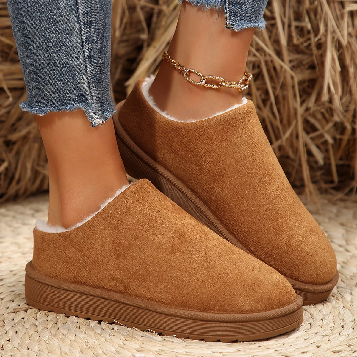 Snow Boots Women Winter New Cashmere Warm Thick Soles Without