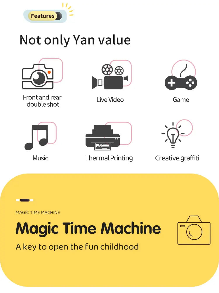 High-Definition Dual-Camera Instant Print Camera with a 2.4-Inch Large