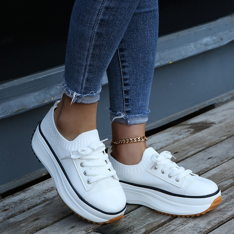 Women's Summer Knitted Breathable Sneakers - Vulcanize Shoes