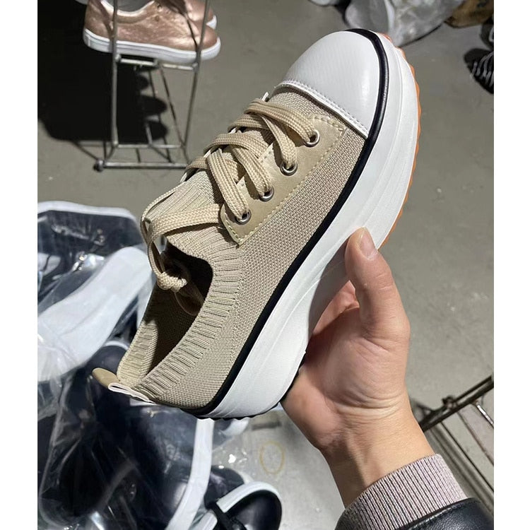 Women's Summer Knitted Breathable Sneakers - Vulcanize Shoes