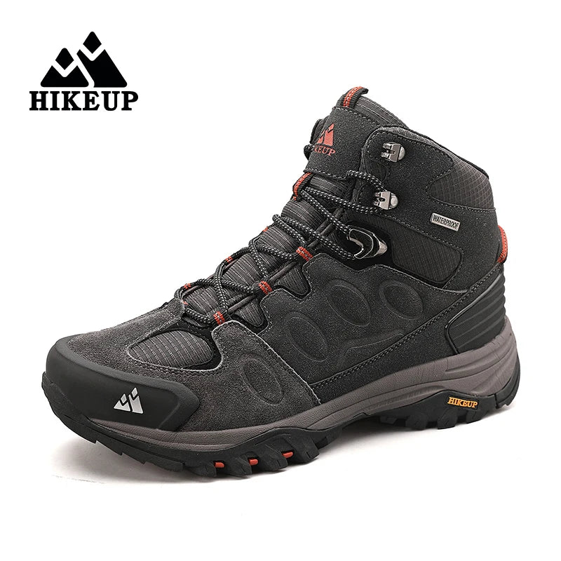 HIKEUP High-Top Men Hiking Boot Winter Outdoor Shoes Lace-Up Non-slip