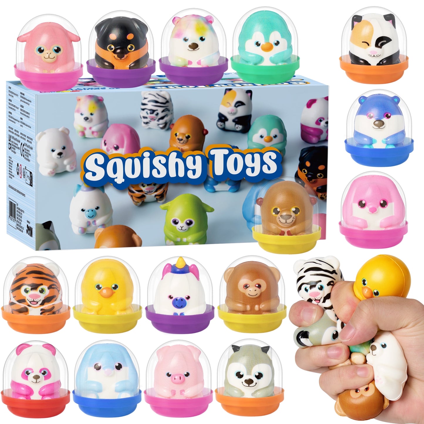 20 Pcs Squishy Toys Party Favors for Kids & Adults 2" Mini Animals Squishies Fidget Toys for Classroom Prizes Birthday Gift Pinata Fillers
