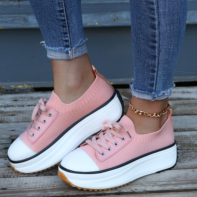 Women's Summer Knitted Breathable Sneakers - Vulcanize Shoes