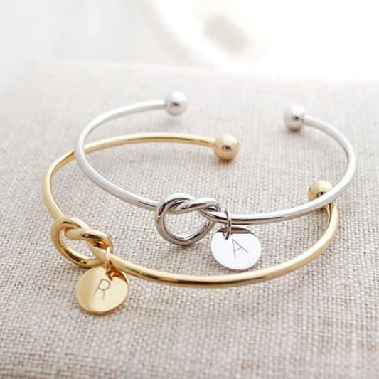Heart Bangles Creative A-Z Letters Initial Charm Adjustable Bracelet
