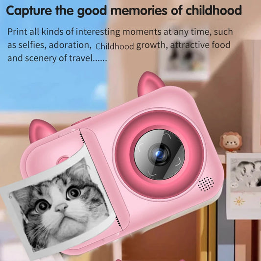 High-Definition Dual-Camera Instant Print Camera with a 2.4-Inch Large