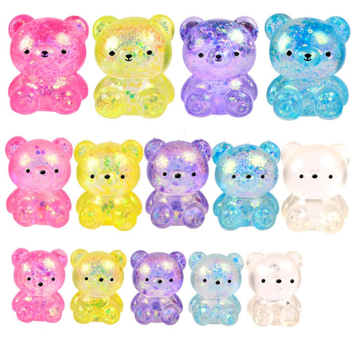 Glitter Gummy Bear Needoh Small Cute Animal Anti Stress Fidget Splat