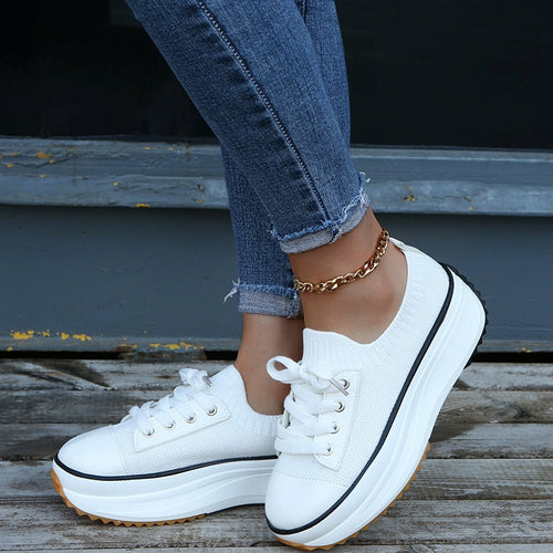 Women's Summer Knitted Breathable Sneakers - Vulcanize Shoes