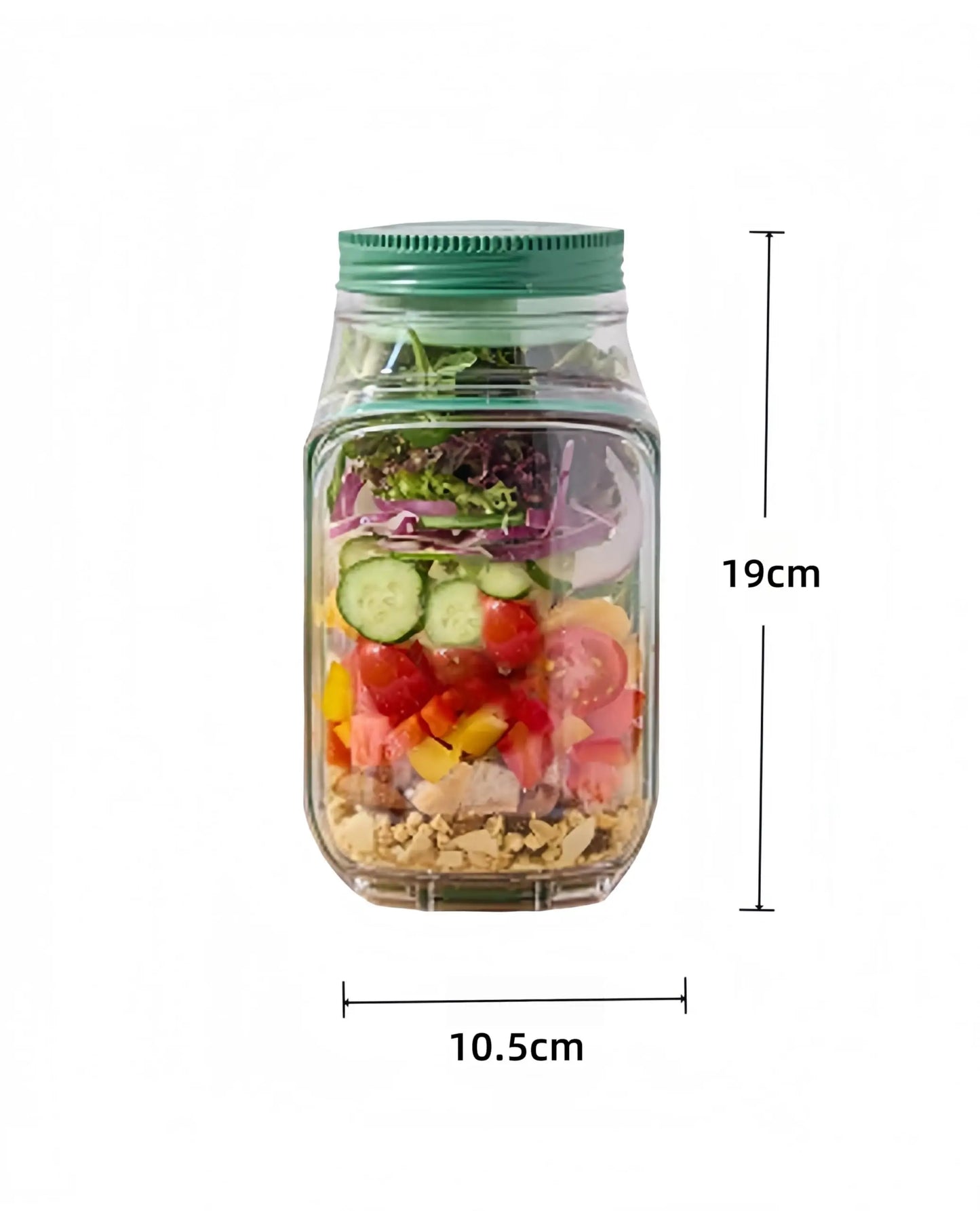 Royallure Salad Shaker Jar with Built-In Dressing Cup for Home, Outdoor, Travel and Par