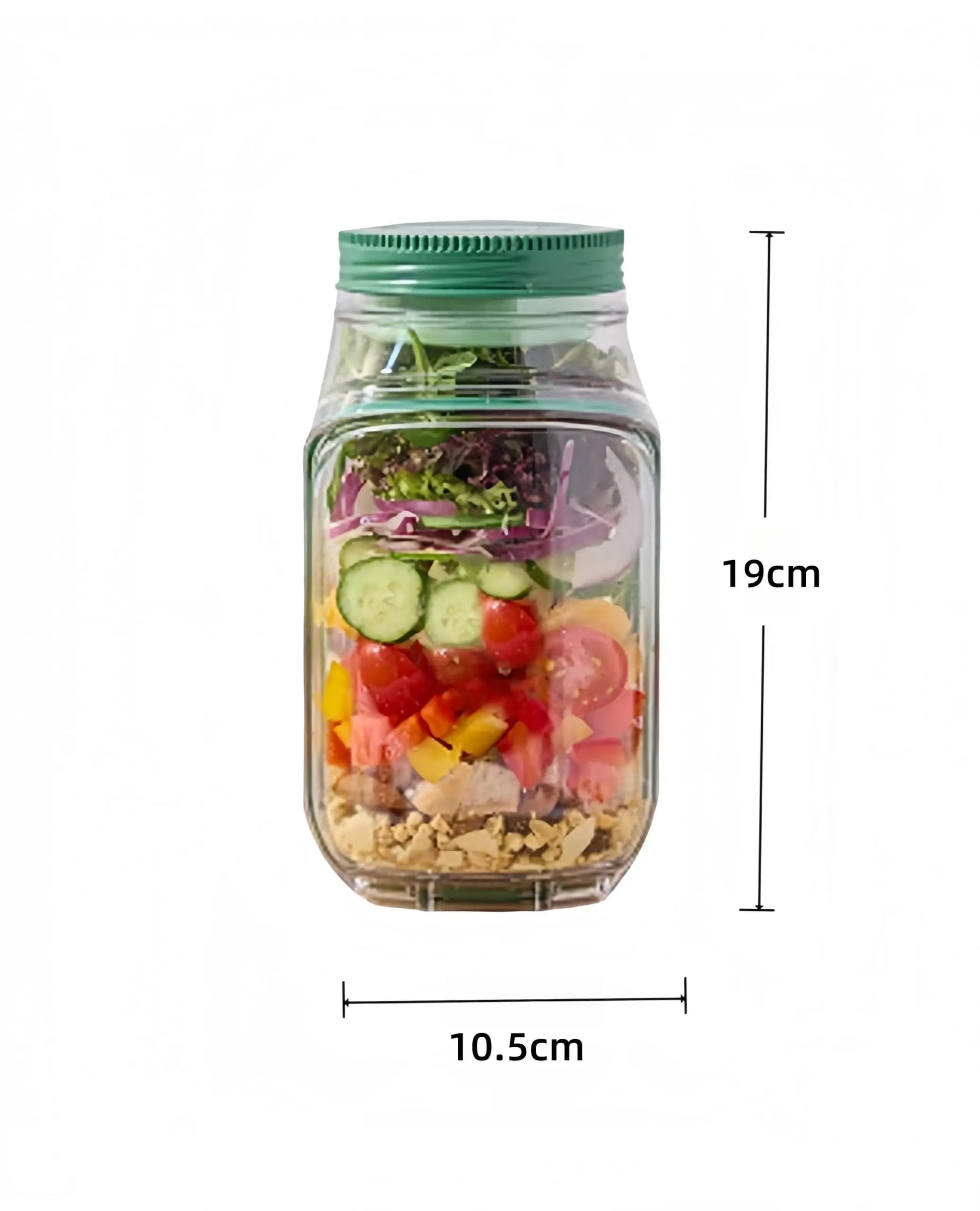 Royallure Salad Shaker Jar with Built-In Dressing Cup for Home, Outdoor, Travel and Par