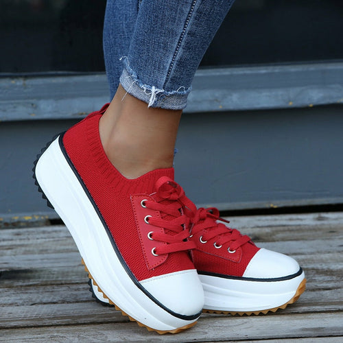 Women's Summer Knitted Breathable Sneakers - Vulcanize Shoes