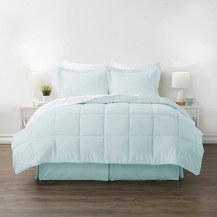 Twin XL Microfiber 6-Piece Reversible Bed-in-a-Bag Comforter Set in