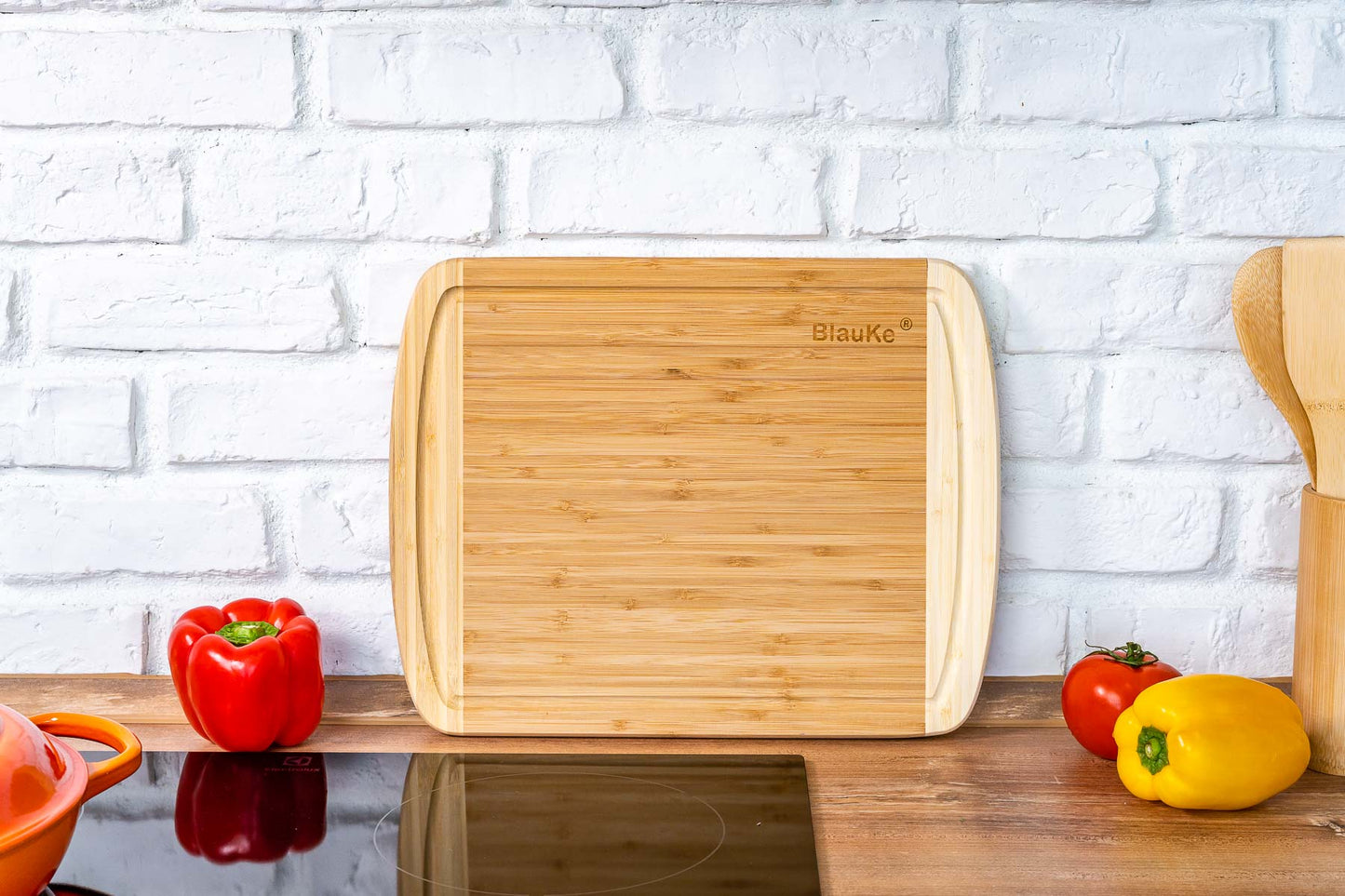 Large Wood Cutting Board for Kitchen 14x11" - Bamboo Chopping Board